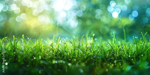 Lovely green grass under a blurred background. Generative Ai