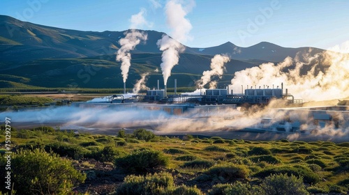 Innovative geothermal energy facility blending with natural landscape
