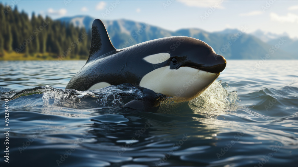 Fototapeta premium killer whale jump above the water