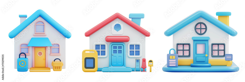 An icon showing a house with connected devices, portraying the role of AI in smart home technology , 3d rendered icon, isolated on transparent background