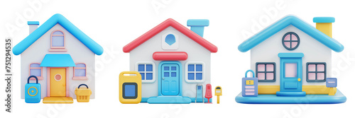 An icon showing a house with connected devices, portraying the role of AI in smart home technology , 3d rendered icon, isolated on transparent background