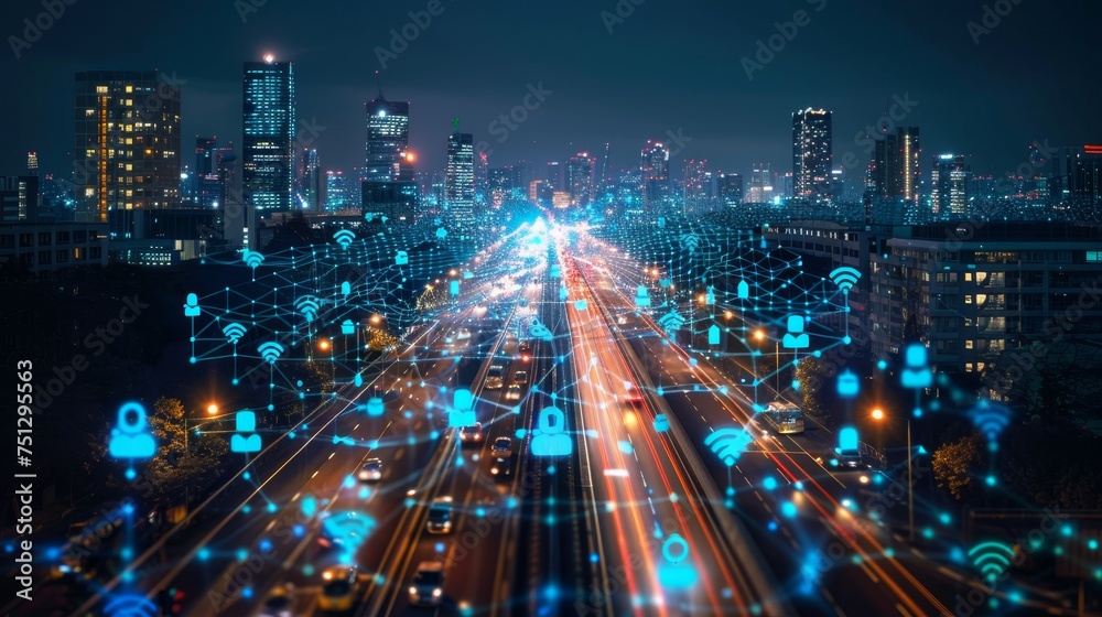 Obraz premium IoT and 5G are paving the way for the Internet of Everything, connecting devices, people, and data seamlessly