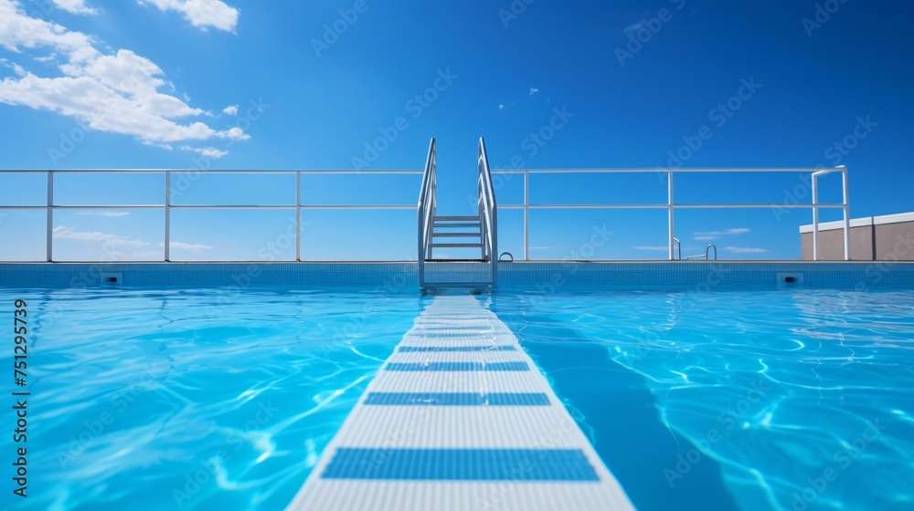 青い空とプール、さわやかな夏の風景