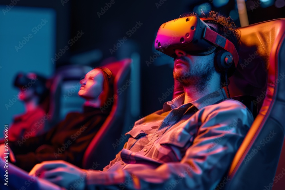 VR device usage Mixed Virtual Reality Goggles for Perspective. Augmented reality Glasses Immersive Tourism. Future Technology Therapy for phobias Headset Gadget and Digital Overlay Wearable Equipment