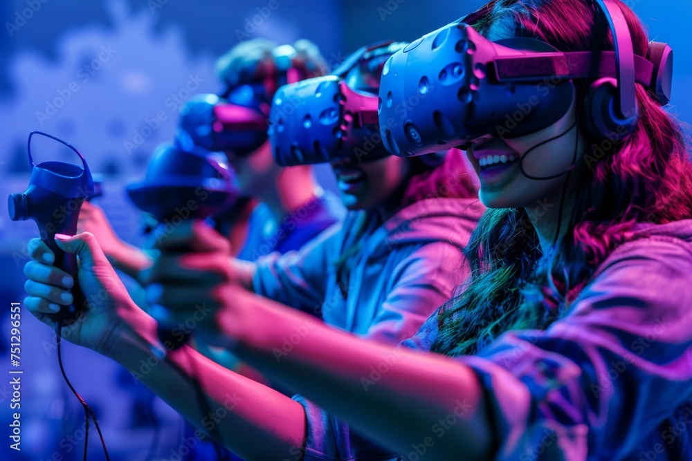 Naklejka premium VR Virtual Reality Integration Mixed Virtual Reality Goggles for Glance. Augmented reality Glasses Medical Procedures. Future Technology Insight Headset Gadget and game environment Wearable Equipment