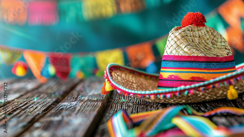 A festive Cinco de Mayo banner featuring a colorful sombrero, adding a lively and traditional touch to the celebration