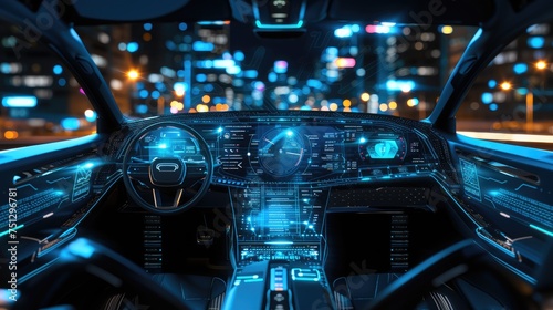 Interior of a futuristic electric car