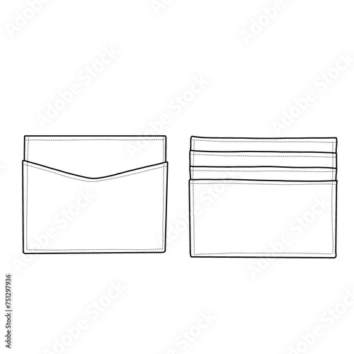 Cardholder wallet with 4 pockets. Vector illustration isolated on a white background.
