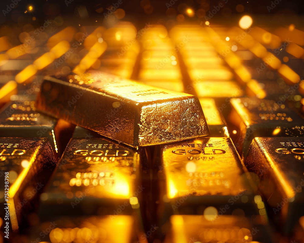 Gold trading realistic bullion bars and financial security concepts ...