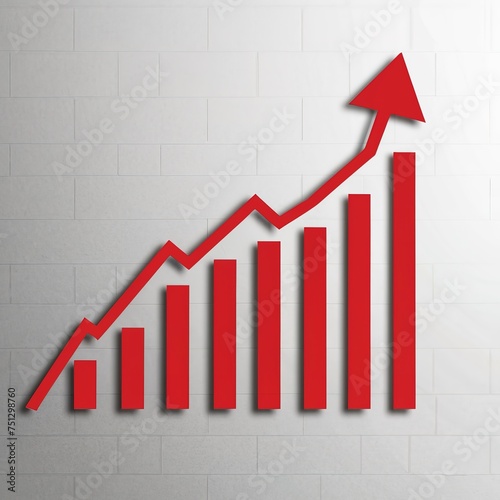 red arrows rising on the wall, growth chart or graph investment