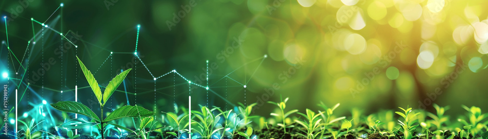 Ecofriendly investing green energy stocks on a growth chart