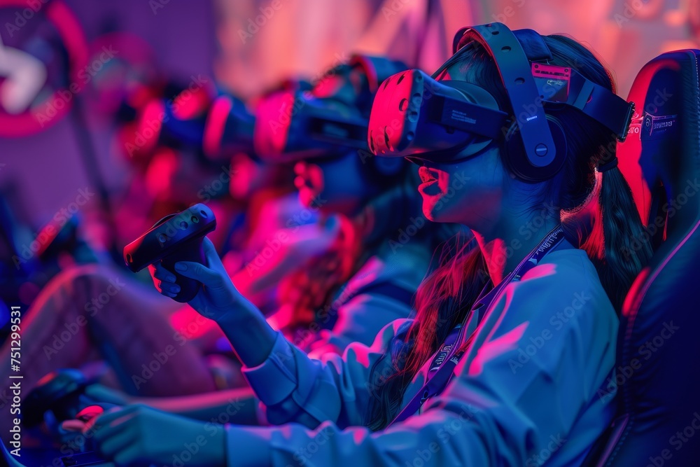 Obraz premium VR Parasailing Mixed Virtual Reality Goggles for Landscape. Augmented reality Glasses Power Plant Simulations. Future Technology technology trends Headset Gadget and User Experience Wearable Equipment