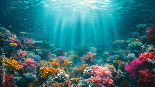 Underwater coral reef teeming with life  colorful and mysterious world