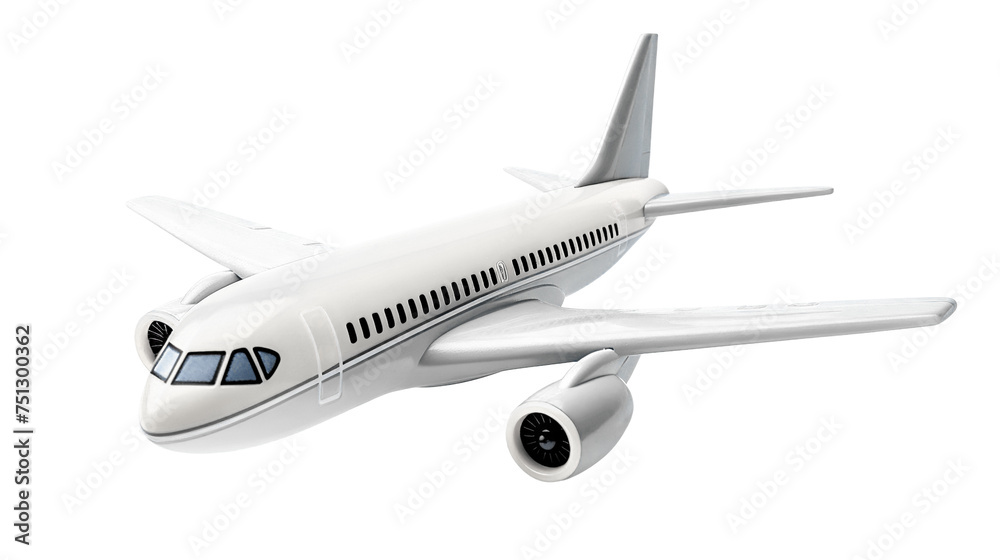 Flying passenger airplane, cut out