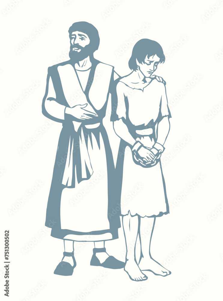 Vector drawing. Slave sold in the market Vector drawing. Slave sold in the market
