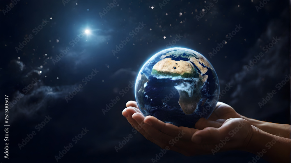 hand holding earth with space background hand holding earth with space background