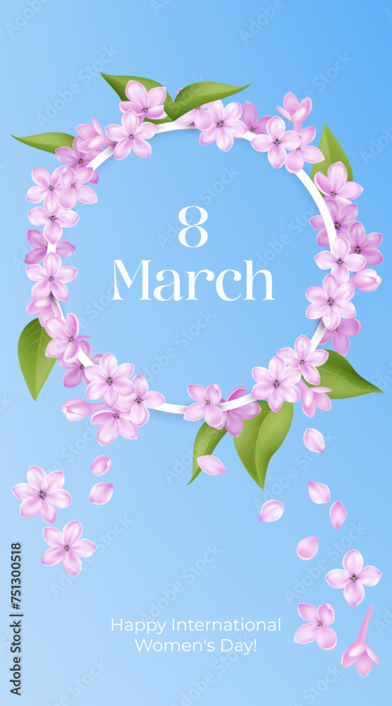 A realistic lilac flowers for International Women's Day card on March 8th. Perfect for greeting cards, invitations, and banners, celebrating the beauty of nature and womanhood. Not AI. A realistic lilac flowers for International Women's Day card on March 8th. Perfect for greeting cards, invitations, and banners, celebrating the beauty of nature and womanhood. Not AI.