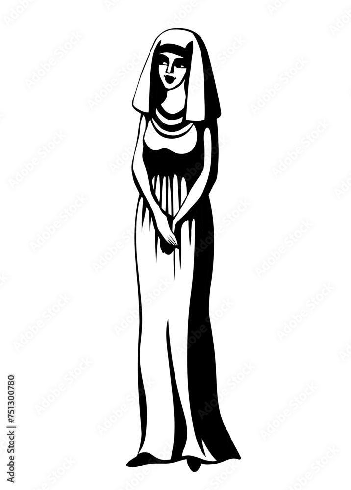 Fotografie Vector drawing. Egyptian young woman