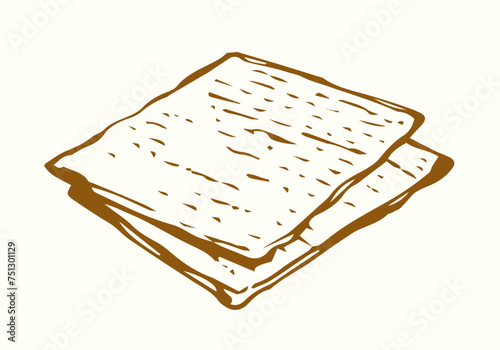 Vector drawing. Two slices of unleavened bread