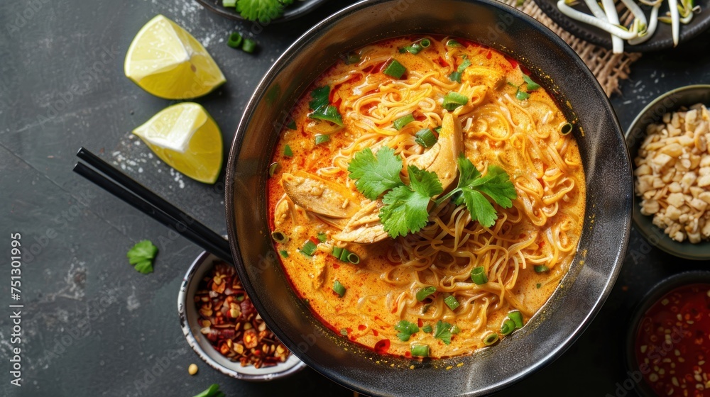 Northern Thai style khao soi, chicken noodle soup recipe