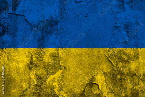 Ukraine Flag Cracked Concrete Wall Textured Background