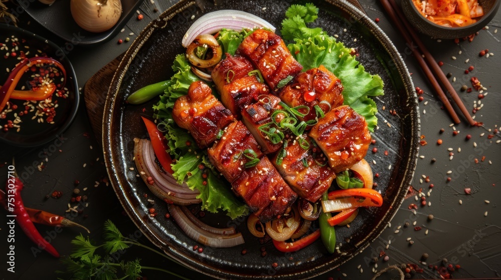 Korean food, grilled pork belly