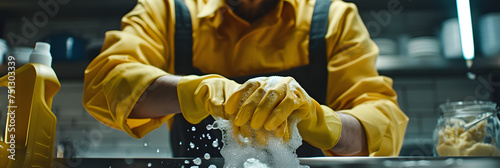 man washing dishes