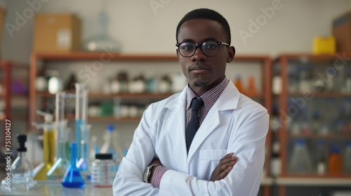 Portrait of a scientist in a white lab coat