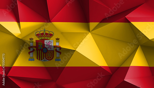Kingdom of Spain Flag Abstract Prism on Background