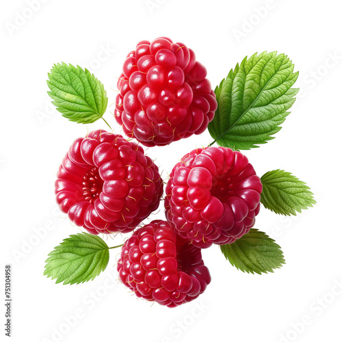 Fresh Raspberry flying in air, Healthy organic berry natural ingredients concept, AI generated, PNG transparency © DN6