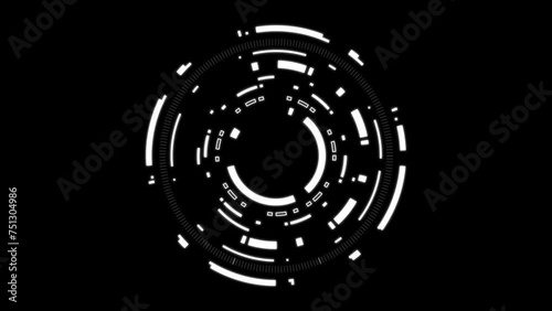 White HUD animation element on black background
