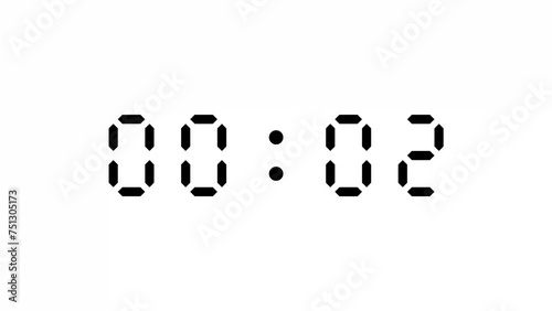 5 second countdown digital timer on white background photo