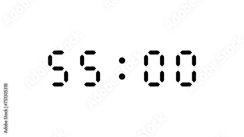 60 second countdown digital timer on white background photo