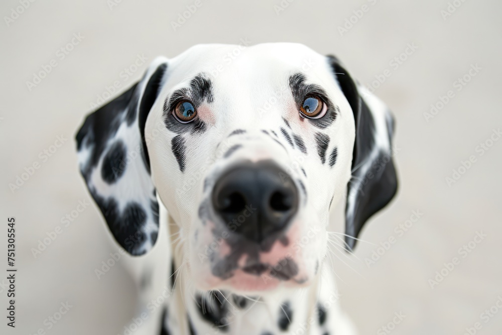 Photograph of Face portrait of smile Dalmatian dog Photograph of Face portrait of smile Dalmatian dog