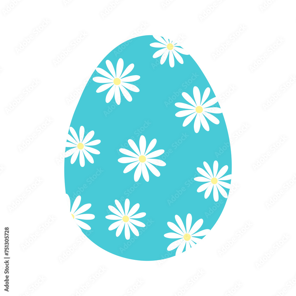 Egg with daisy flowers, Easter holiday design element, vector Egg with daisy flowers, Easter holiday design element, vector
