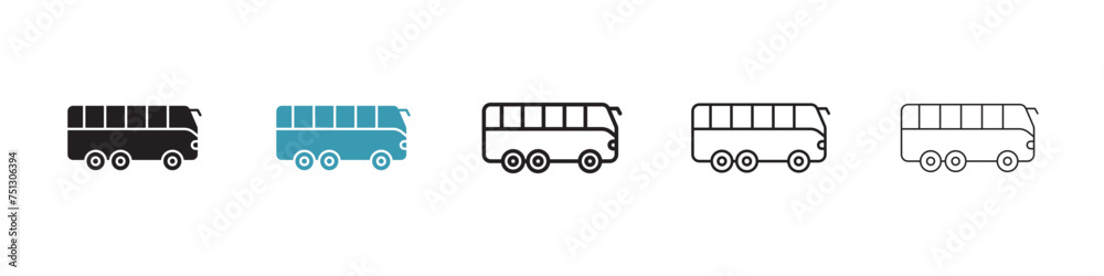 Transit Vehicle Vector Icon Set. Public Transport Icon vector symbol for UI design.