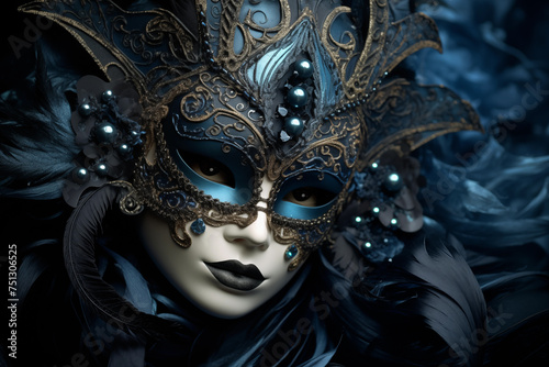 Exquisite and mysterious enigmatic venetian masquerade mask perfect for luxurious carnivals and elaborate disguises in Venice's cultural tradition