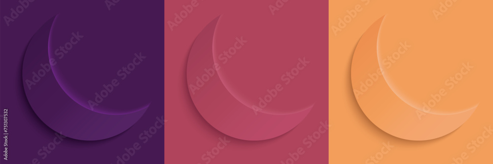 Obraz premium Set of vector illustrations with a new moon. Moon with shadow for cards, wallpapers, covers, posters and banners.