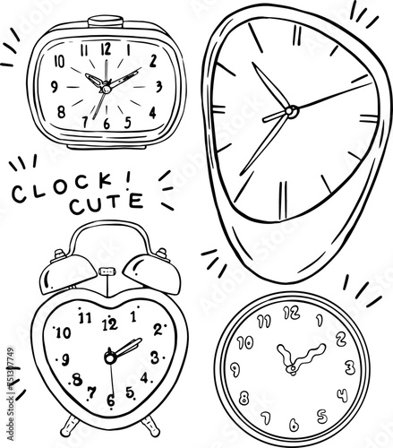 hand drawn cute clock element for templates