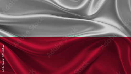 Bright and Wavy Republic of Poland Flag Background