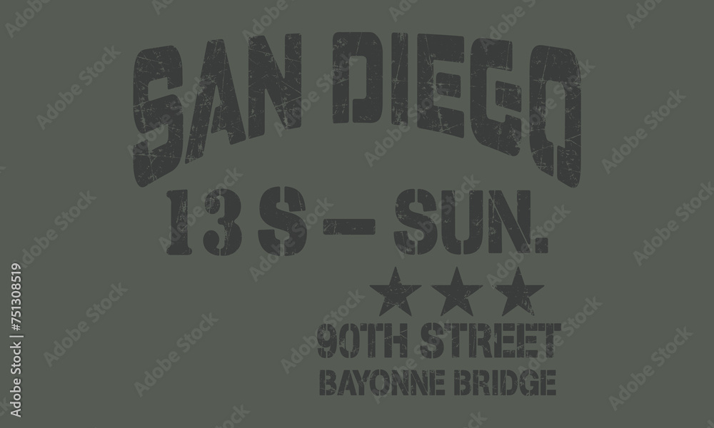 13 S -Sun San Diego city slogan with  editable girls tee shirt hoodie vector