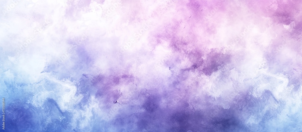 A visually striking sky background featuring abstract shades of violet, blue, and pink with fluffy clouds scattered throughout the scene.