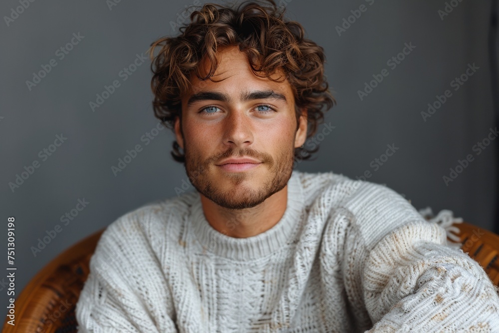 A confident, attractive young man in a stylish, casual outfit, smiling confidently in a portrait. A confident, attractive young man in a stylish, casual outfit, smiling confidently in a portrait.