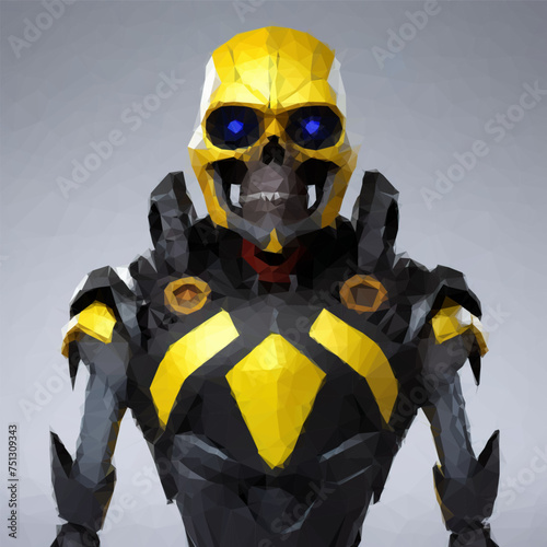 Robot with blue eyes, black...