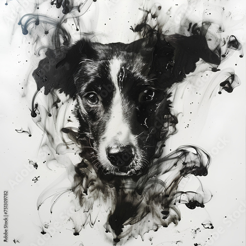 Macchia di inchiostro con cane photo