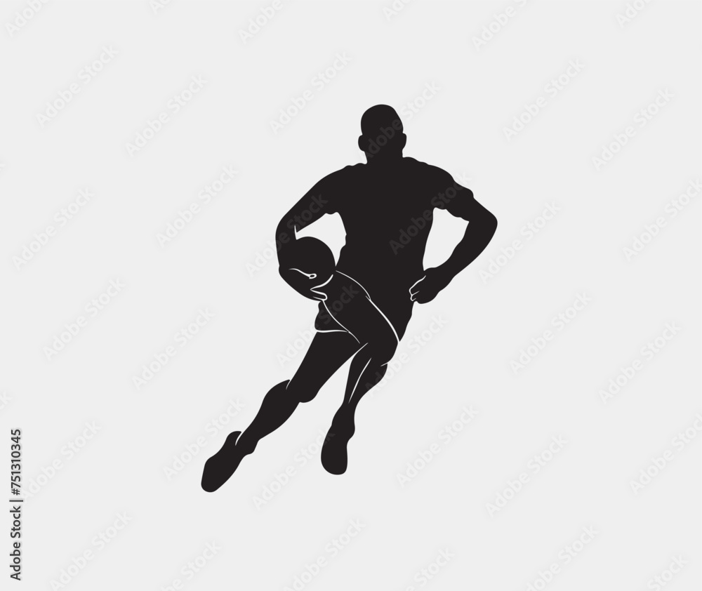 Silhouette of Rugby  vector illustration on a white background 