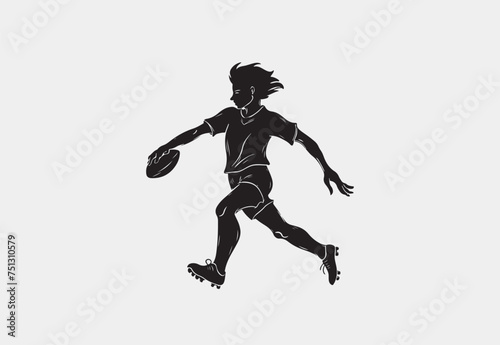 Silhouette of Rugby vector illustration on a white background 