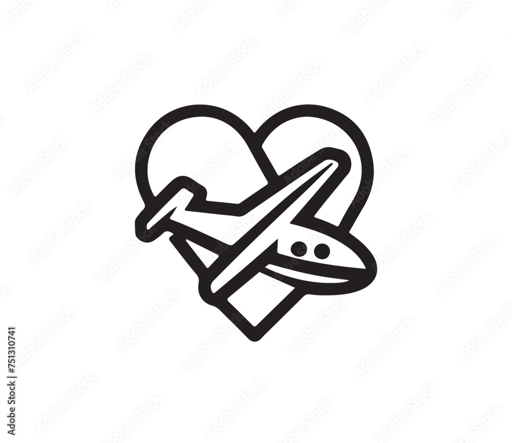 Airplane logo silhouette vector illustration on white background 