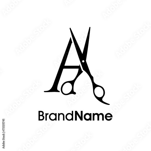 Luxury Initial A Scissors Logo