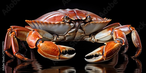 Scylla serrata. Mud crab isolated on transparent background. Raw materials for seafood restaurant concept. Live giant mud crab with big claw. Alive mud crab. photo